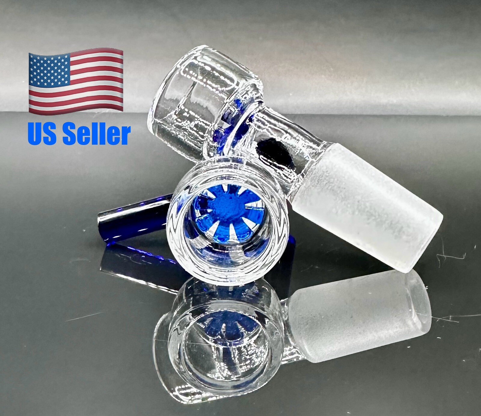 1x 14mm Blue Glass SNOWFLAKE SCREEN Slide BOWL Male for Glass Water Pipe Bong
