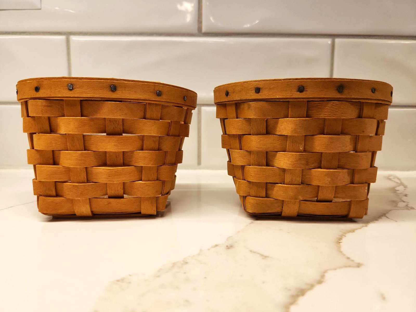 Lot of 2 Longaberger Small Wall Herb Baskets 1998 & 2001 w/protectors Near Mint Lot of 2 Longaberger Small Wall Herb Baskets 1998 & 2001 w/protectors Near Mint