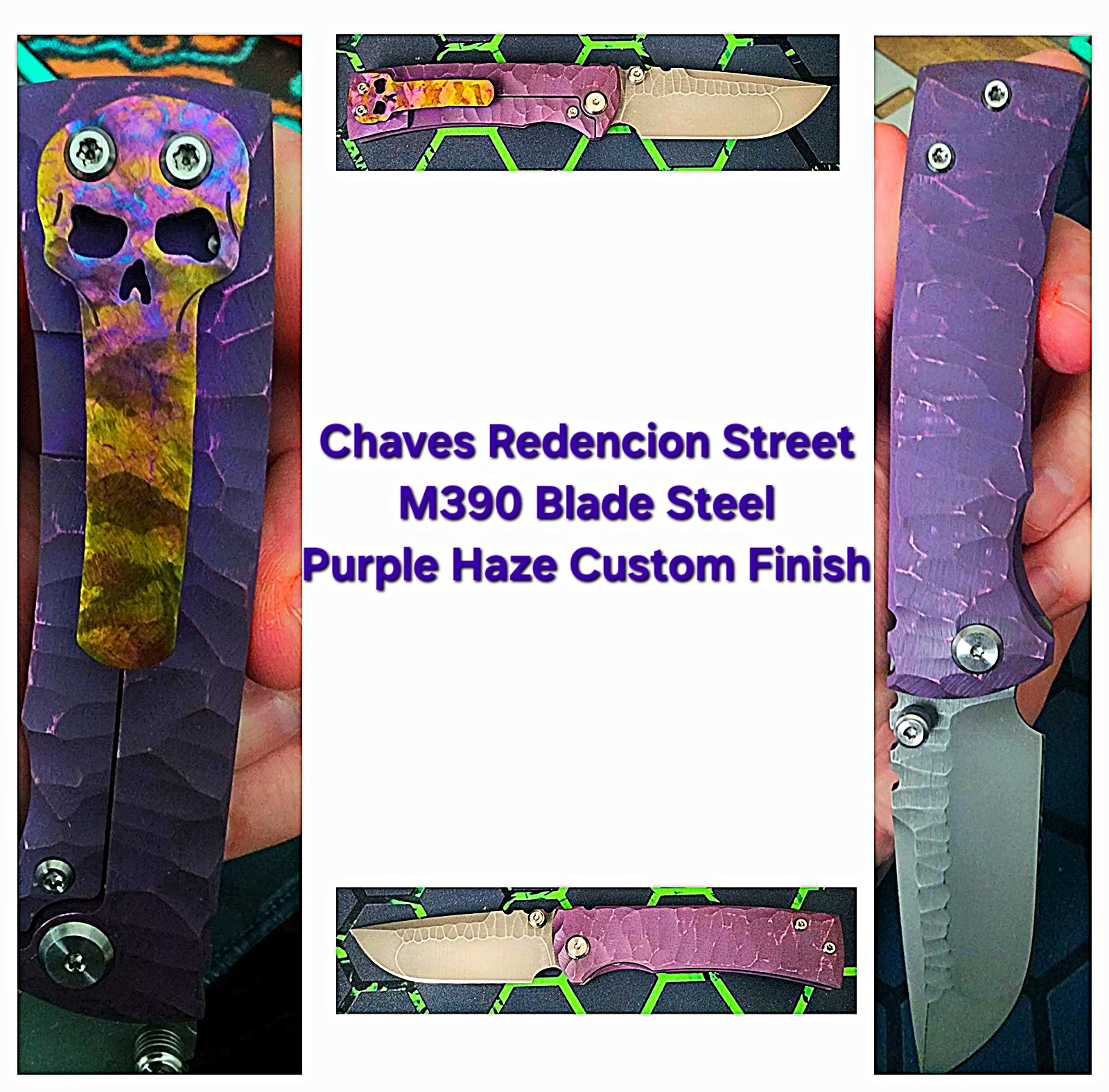 Chaves Custom Redencion Street M390 Drop Point Plain Edge Titanium Handle Purple Chaves Custom Redencion Street M390 Drop Point Plain Edge Titanium Handle Purple