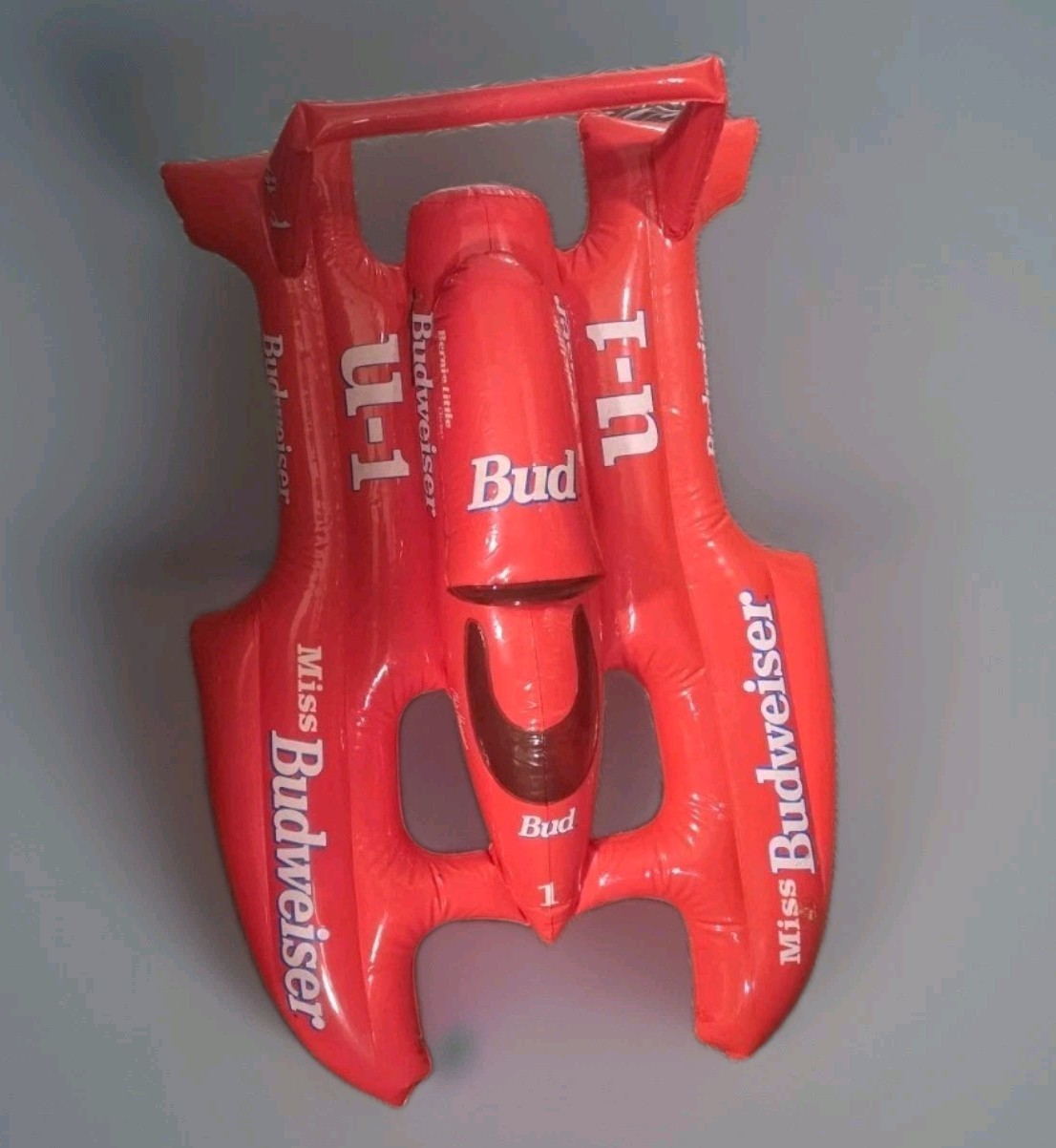 1996 Miss Budweiser Race Boat U-1 Lg INFLATABLE BLOW-UP Bar Man Cave Decor Vtg 1996 Miss Budweiser Race Boat U-1 Lg INFLATABLE BLOW-UP Bar Man Cave Decor Vtg