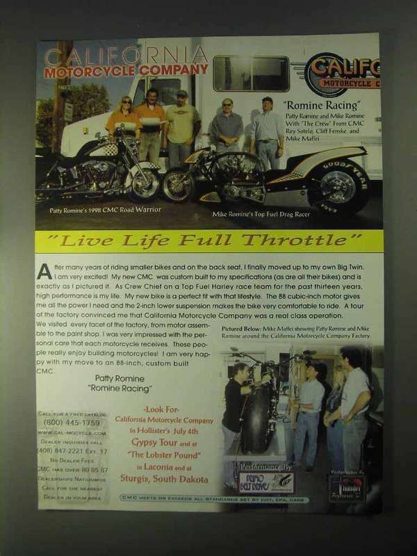 1998 CMC Road Warrior Motorcycle Ad - Full Throttle