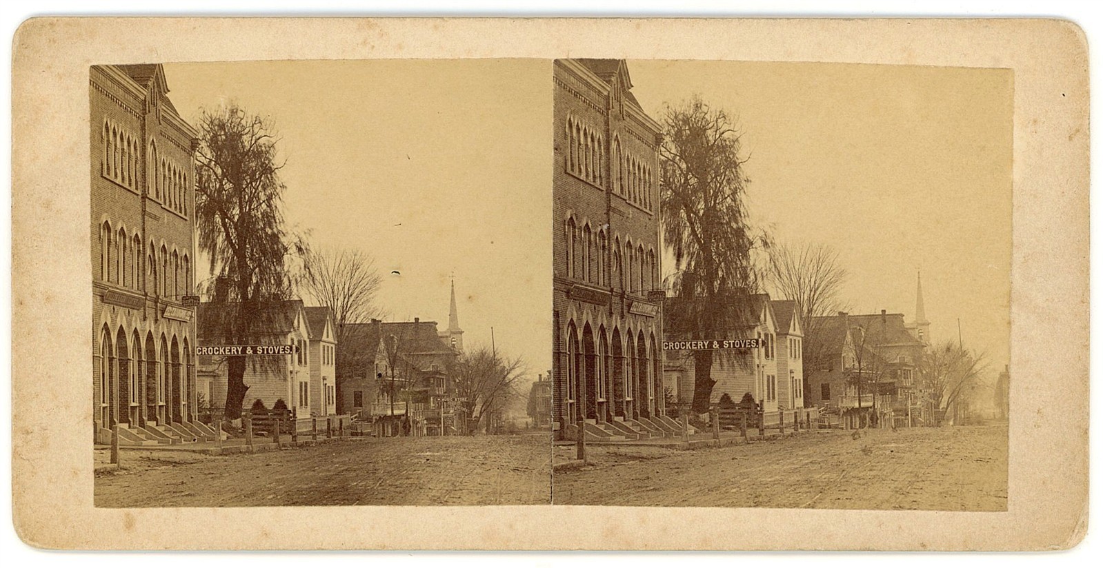 CONNECTICUT STEREOVIEW - Willimantic Street Scene -1870s RARE CONNECTICUT STEREOVIEW - Willimantic Street Scene -1870s RARE