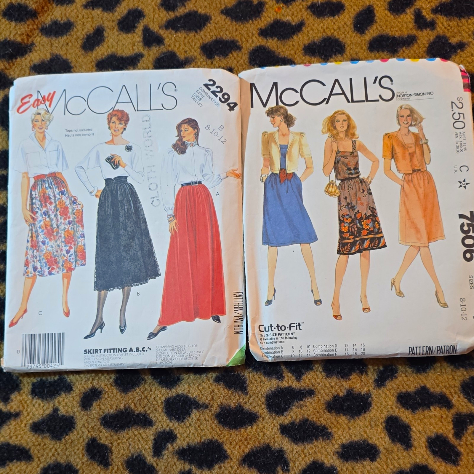 Vintage McCall's Easy Women’s Skirt Sewing Pattern 2294 Sizes 8-10-12 7506 Dress
