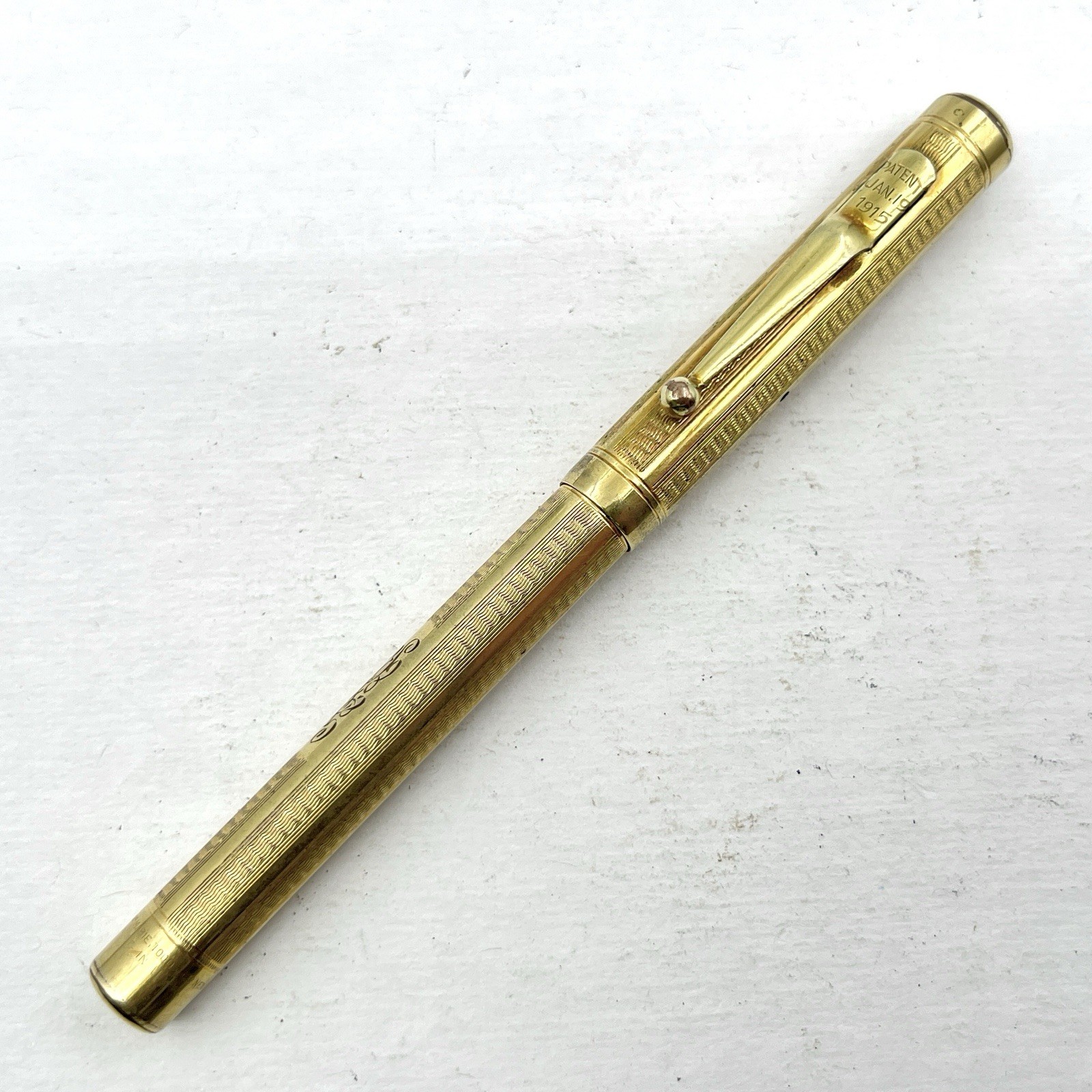 Mabie Todd Gold Filled Swan Fountain Pen PAT 1915 Art Deco Mono GFR No Nib AS-IS