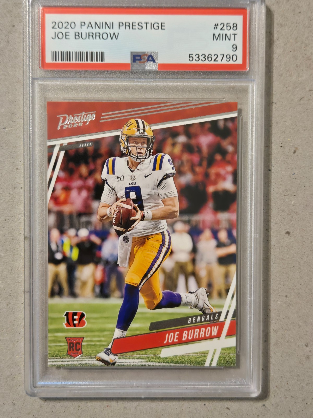 2020 PANINI PRESTIGE JOE BURROW #258 ROOKIE CARD GRADED PSA 9 MINT 2020 PANINI PRESTIGE JOE BURROW #258 ROOKIE CARD GRADED PSA 9 MINT
