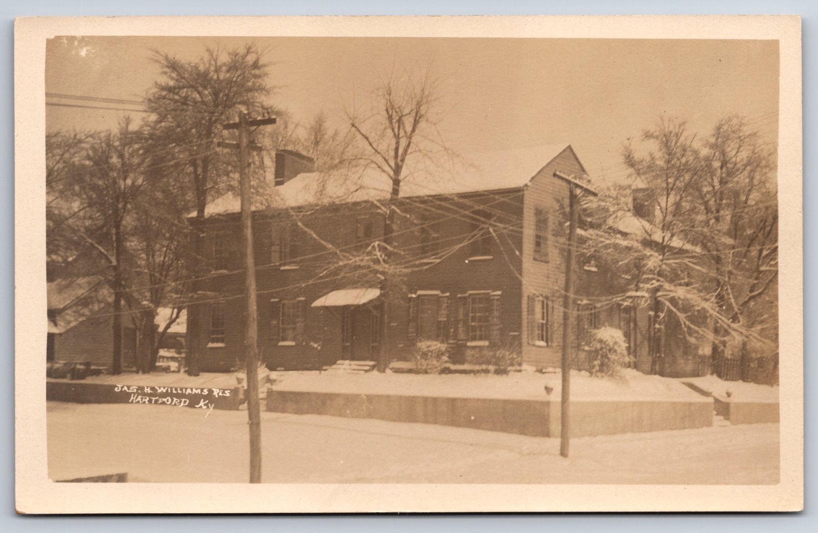Hartford Kentucky James Williams Residence Winter Snow Real Photo RPPC