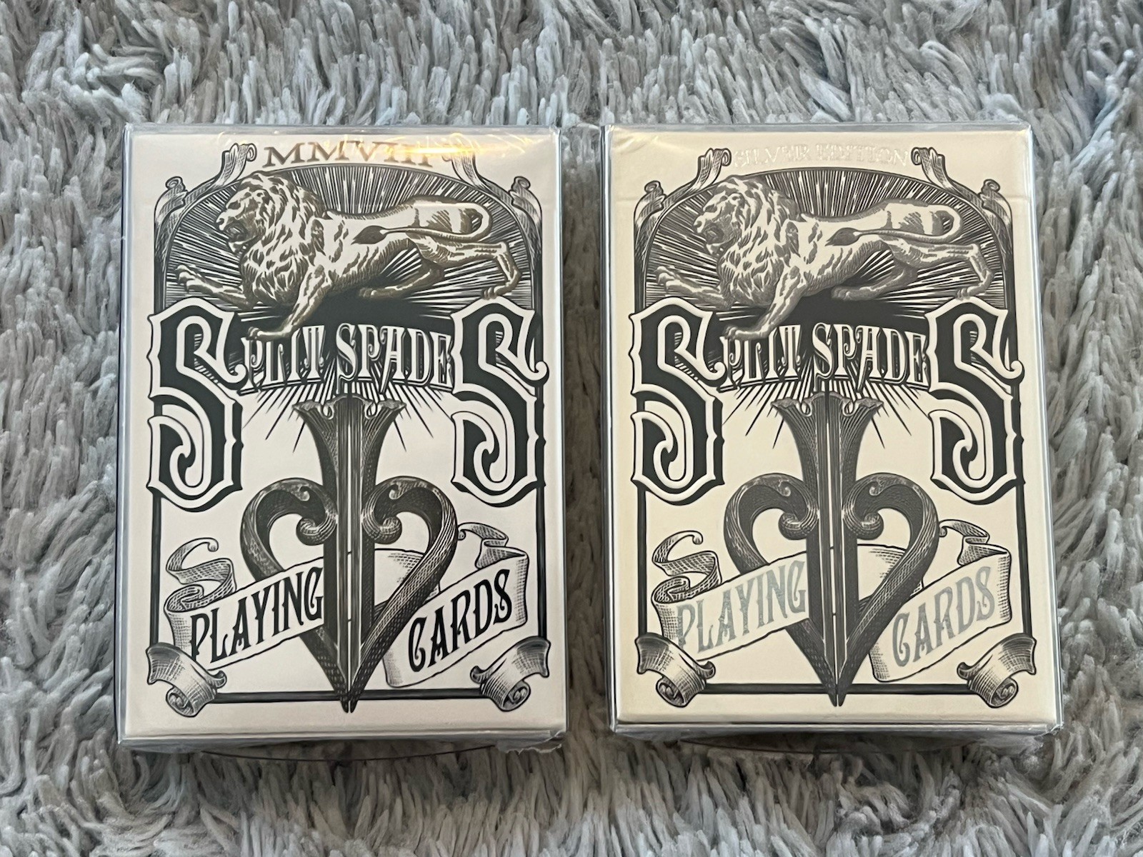 David Blaine Split Spades Silver & Black Playing Cards 2 Deck Set Sealed Rare David Blaine Split Spades Silver & Black Playing Cards 2 Deck Set Sealed Rare
