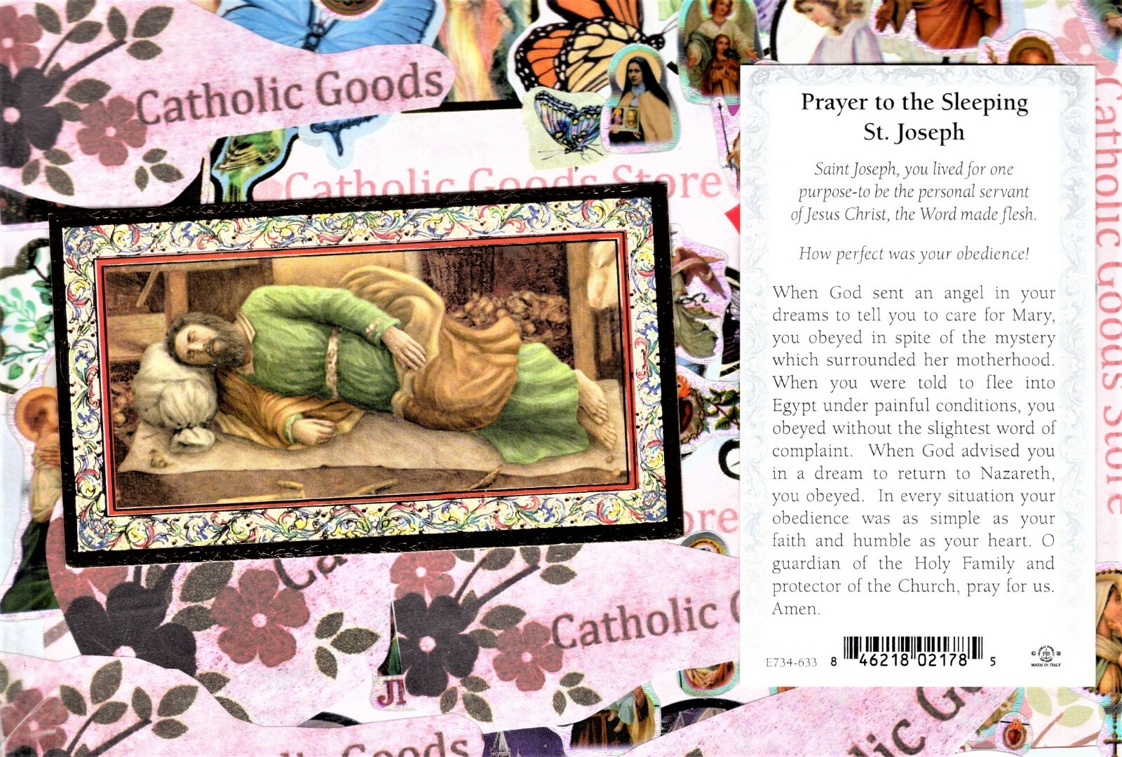 Prayer to the Sleeping St. Joseph - gold trim - Paperstock Holy Card