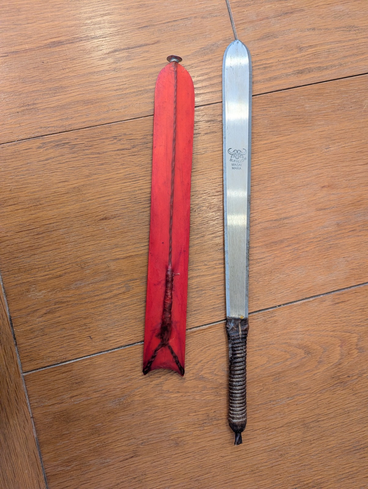Vintage Maasai Handmade Maasai Warrior Sword Machete Leather Sheath Collectable