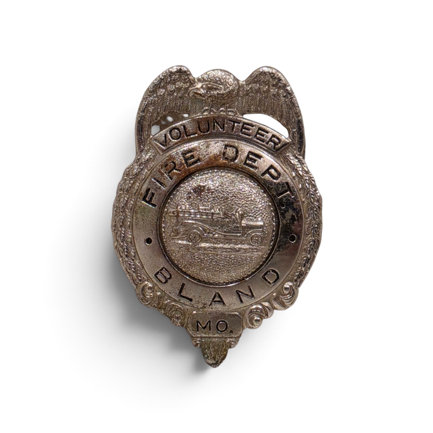 Vintage Obsolete Bland, MO Volunteer Fire Department Badge Eagle Shield Metal Vintage Obsolete Bland, MO Volunteer Fire Department Badge Eagle Shield Metal