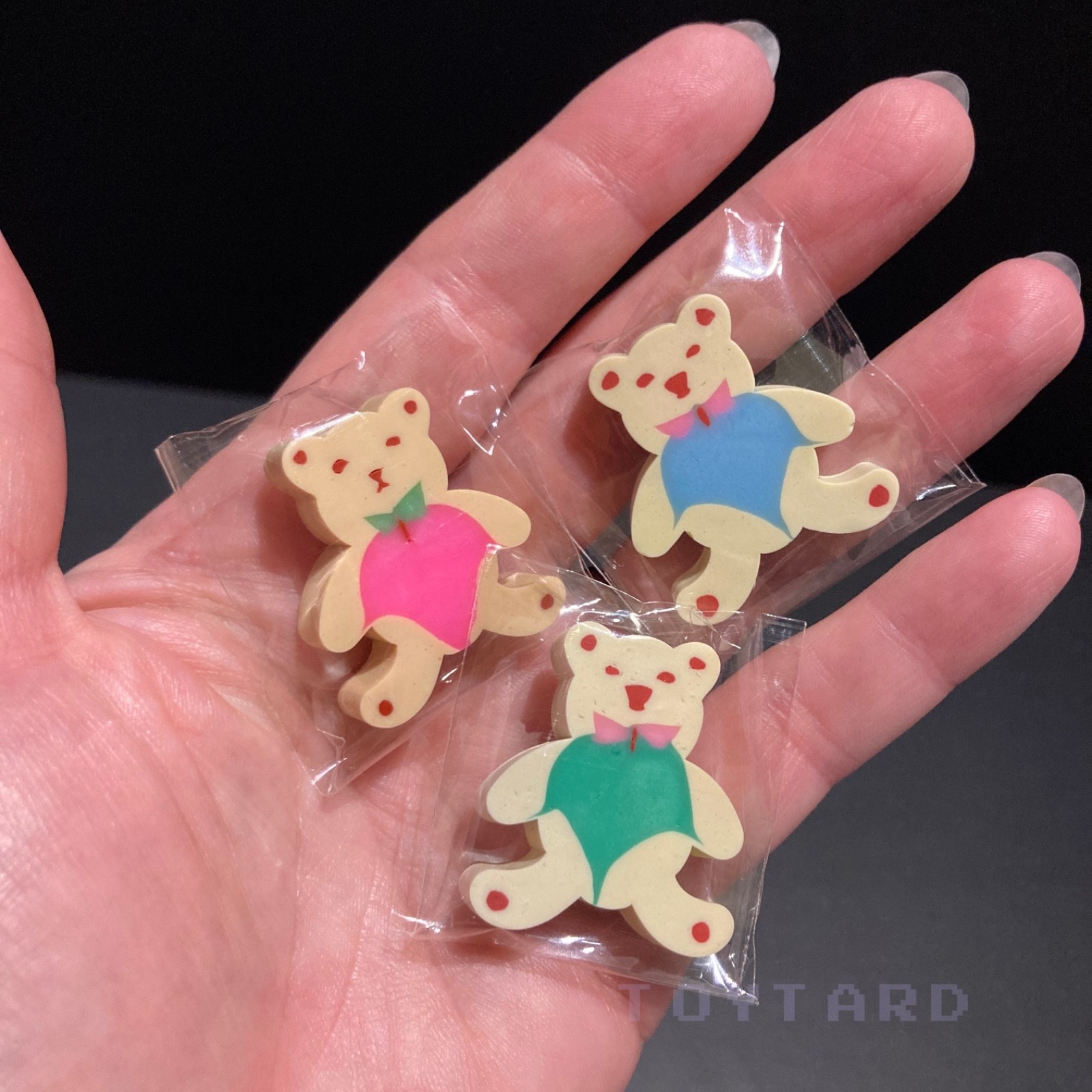 VTG 80s Sanrio Teddy Bears ERASERS Set Lot Tweedle Dee Dee Bear Showa Sealed NOS