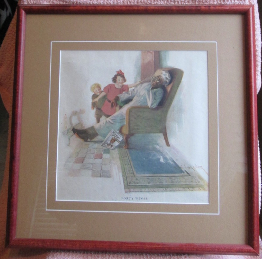 1913 Cream of Wheat “Forty Winks” – Edward V. Brewer Vintage Framed Print