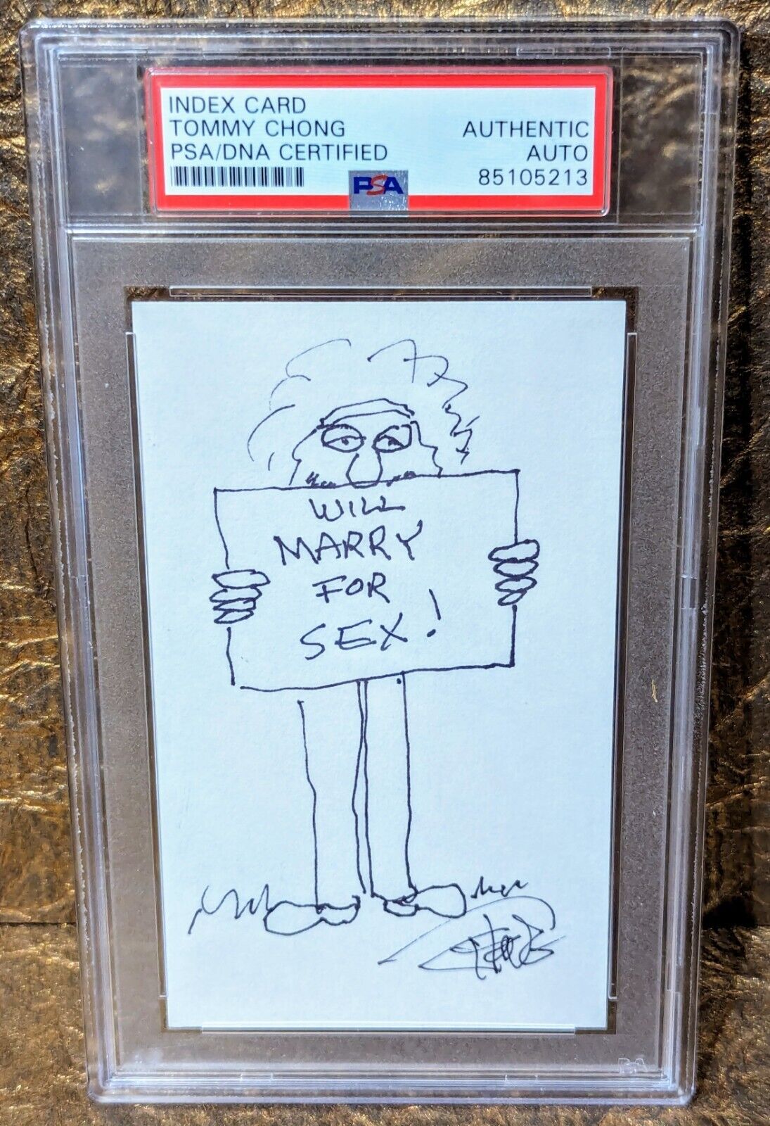 Tommy Chong Autograph PSA/DNA Signed Hand Drawn Sketch Self Caricature 