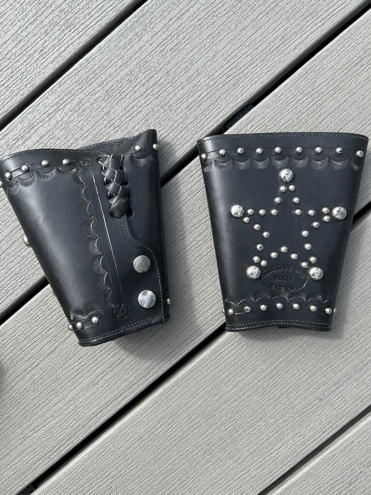 Vintage Classic Old West Styles Leather Cowboy Cuffs El Paso TX Studded Tx Star