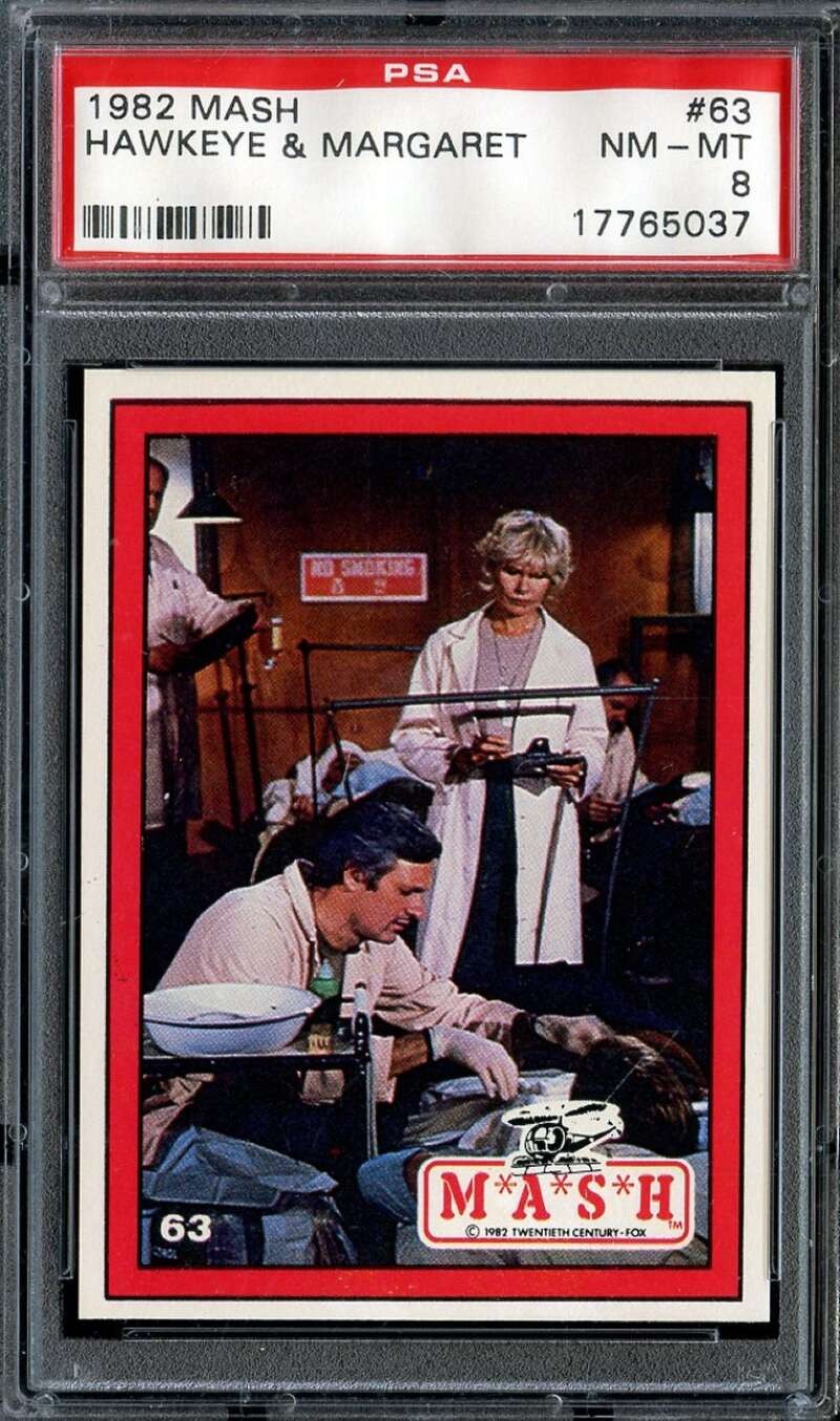 1982 DONRUSS MASH #63 HAWKEYE AND MARGARET IN POST-OP PSA 8 *DS15202 1982 DONRUSS MASH #63 HAWKEYE AND MARGARET IN POST-OP PSA 8 *DS15202