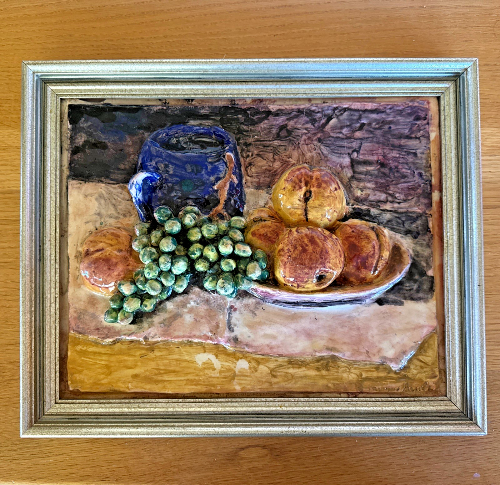 Vintage Italian Ceramic Still-Life Relief Art Work , Three Dimensional, c. 1950s Vintage Italian Ceramic Still-Life Relief Art Work , Three Dimensional, c. 1950s