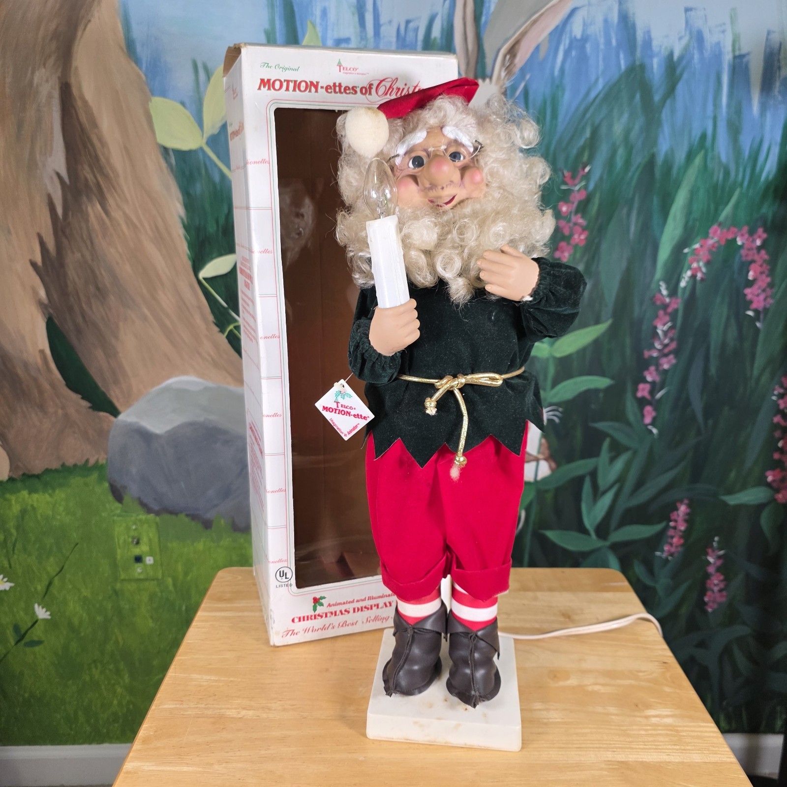 Vintage Telco MOTION-ettes of Christmas Animated Santa Elf Light in Box