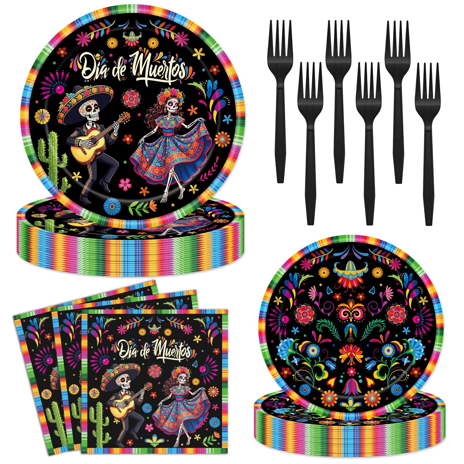 Day of the Dead Plates and Napkins 96 Pieces Style Day of the Dead Sugar Skull Day of the Dead Plates and Napkins 96 Pieces Style Day of the Dead Sugar Skull