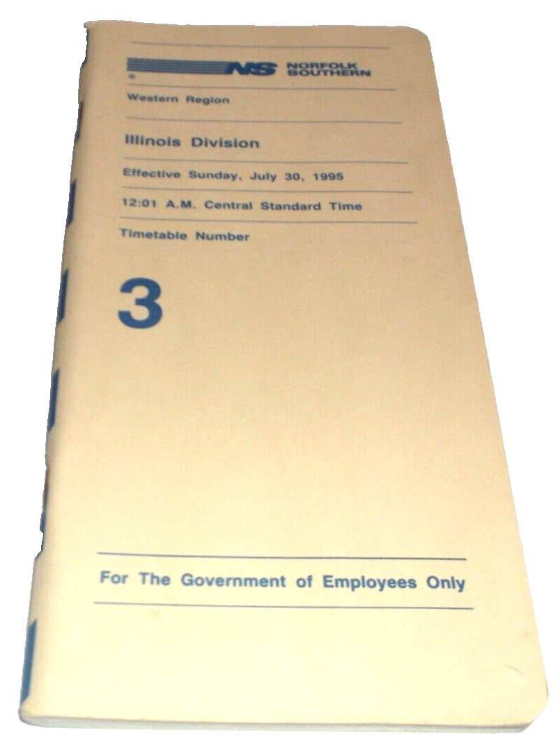 JULY 1995 NORFOLK SOUTHERN ILLINOIS DIVISION EMPLOYEE TIMETABLE #3