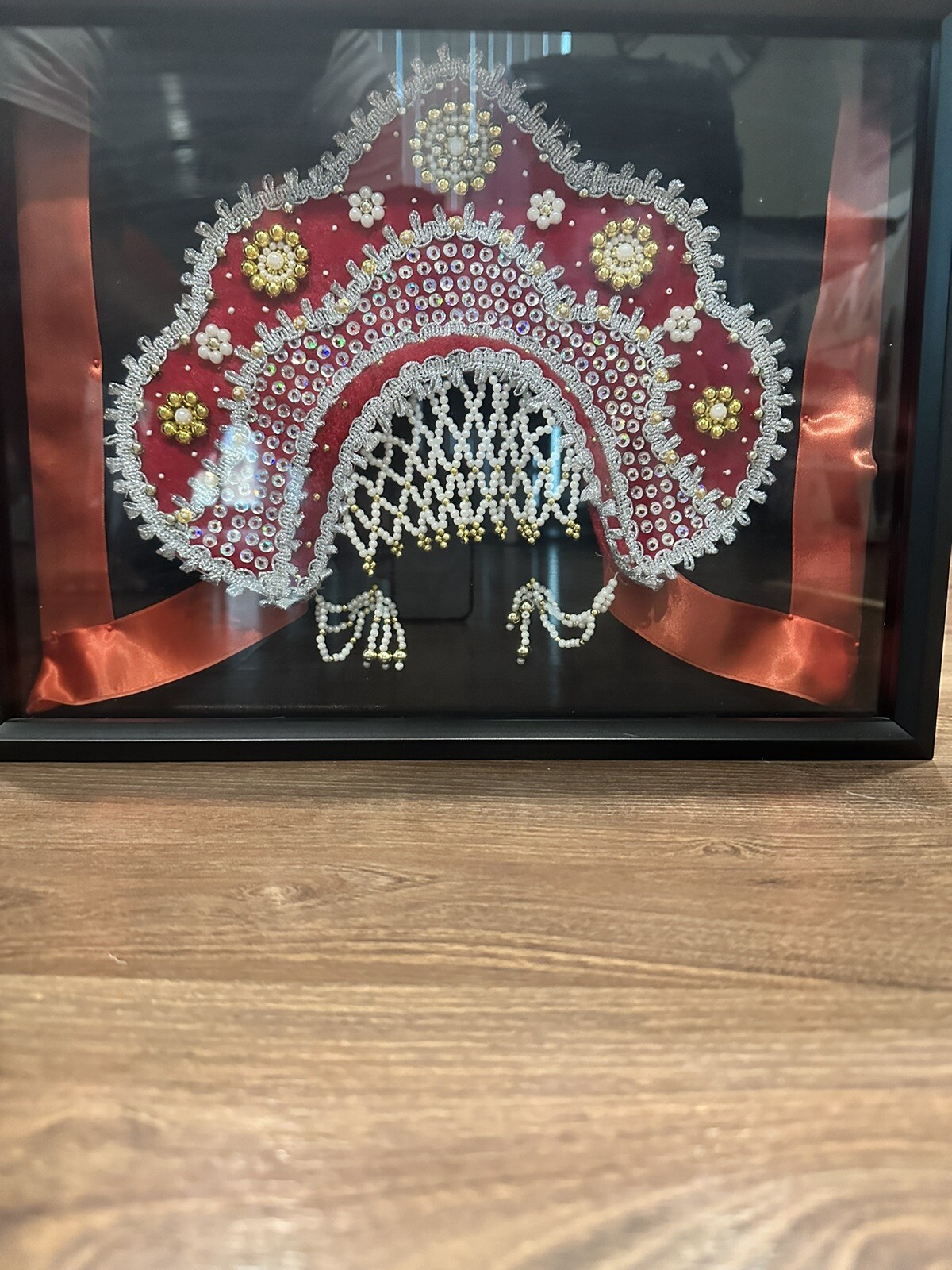Vintage Traditional Russian Headdress In Shadow Box Vintage Traditional Russian Headdress In Shadow Box