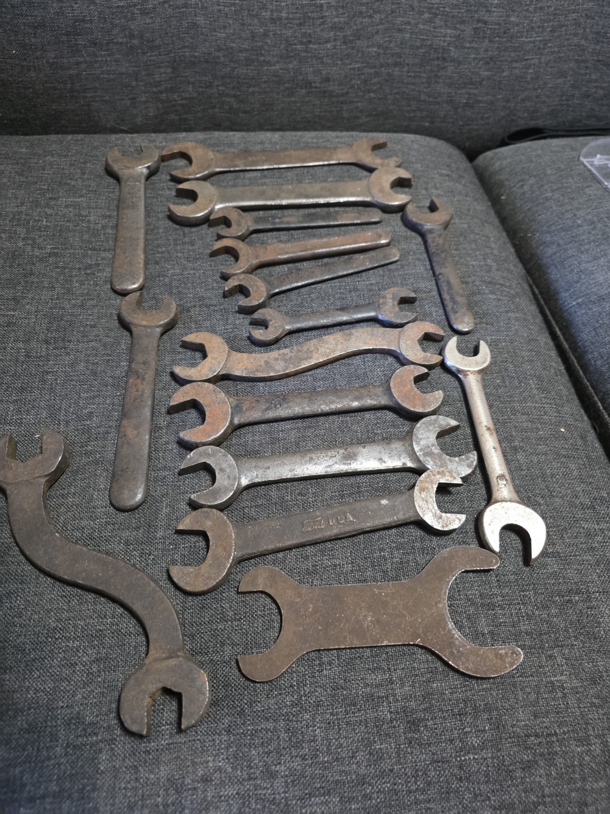 Lot Of 16 Antique Early 1900s Automotive Wrenches Including Ford 