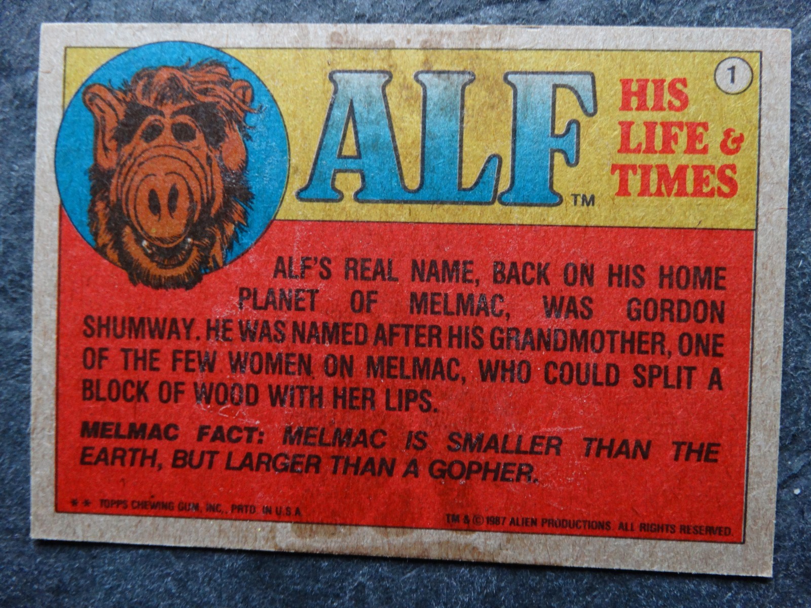 (VG) 1987 Topps ALF Tv Show Trading Card Complete Your Set You U Pick 1-47