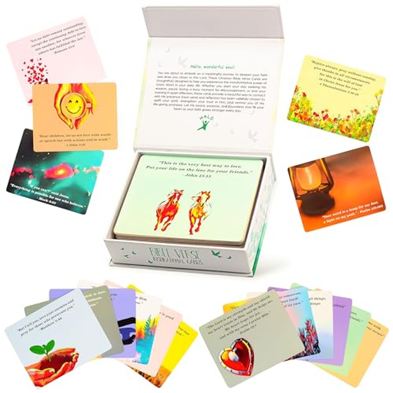 HALD Bible Verse Cards - 60 Dual-Sided Scripture Cards with Reflections HALD Bible Verse Cards - 60 Dual-Sided Scripture Cards with Reflections