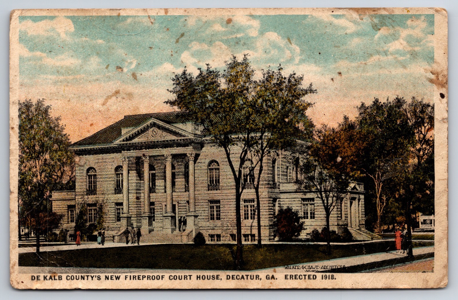 DeKalb County New Court House Decatur Georgia GA As-Is c1918 Postcard