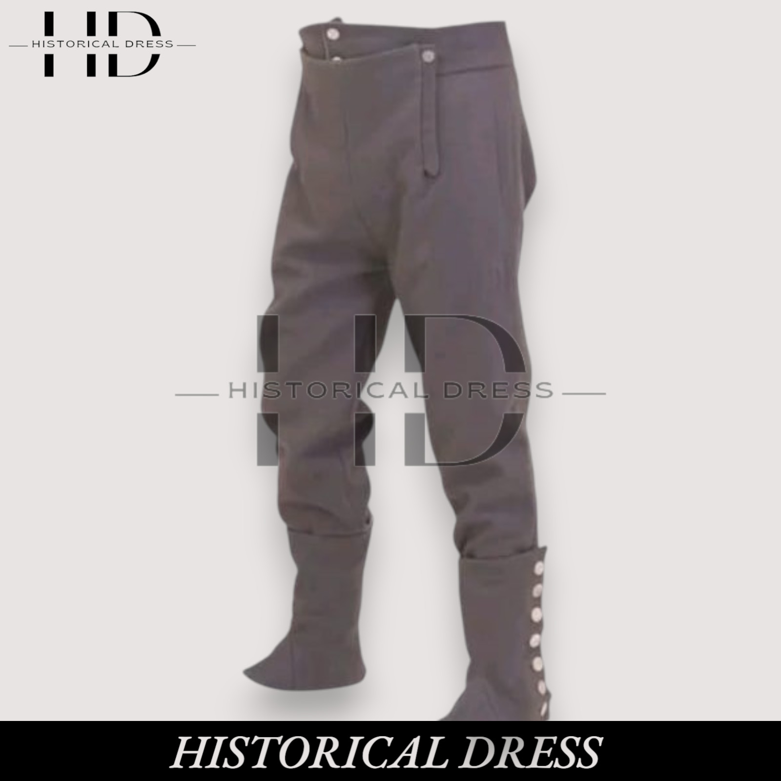 British Napoleonic Fall-Front Grey Wool Trousers with Gaiters – Uniform Pants British Napoleonic Fall-Front Grey Wool Trousers with Gaiters – Uniform Pants