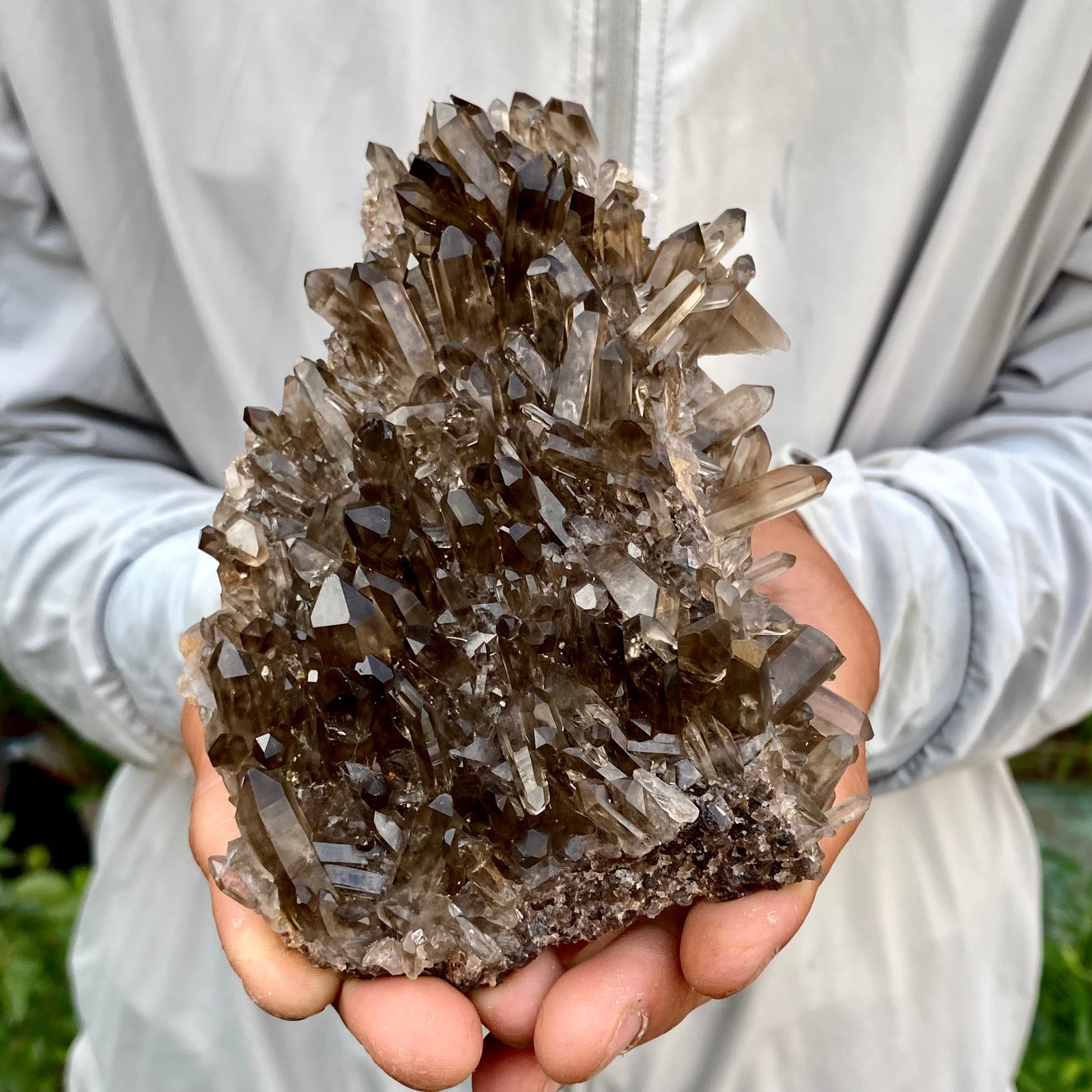 396G Natural Smoky Black Quartz Cluster Crystal raw Specimen Healing