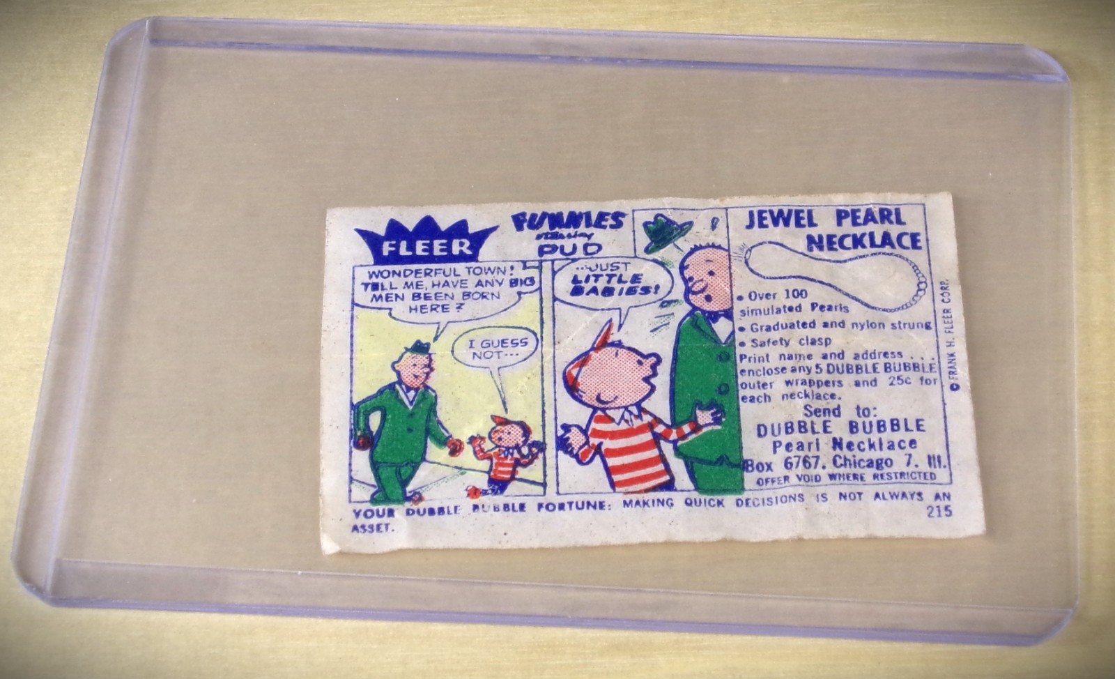 Vintage 1950s Fleer Dubble Bubble Gum Wrapper #215 Pud Pearl Necklace Ad Rare Vintage 1950s Fleer Dubble Bubble Gum Wrapper #215 Pud Pearl Necklace Ad Rare
