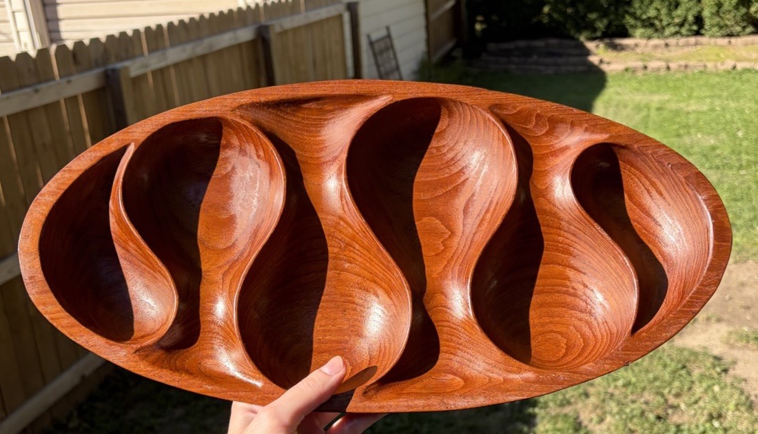 Vintage 1960s Scandinavian Laur Jensen Team Wood Bowl Denmark