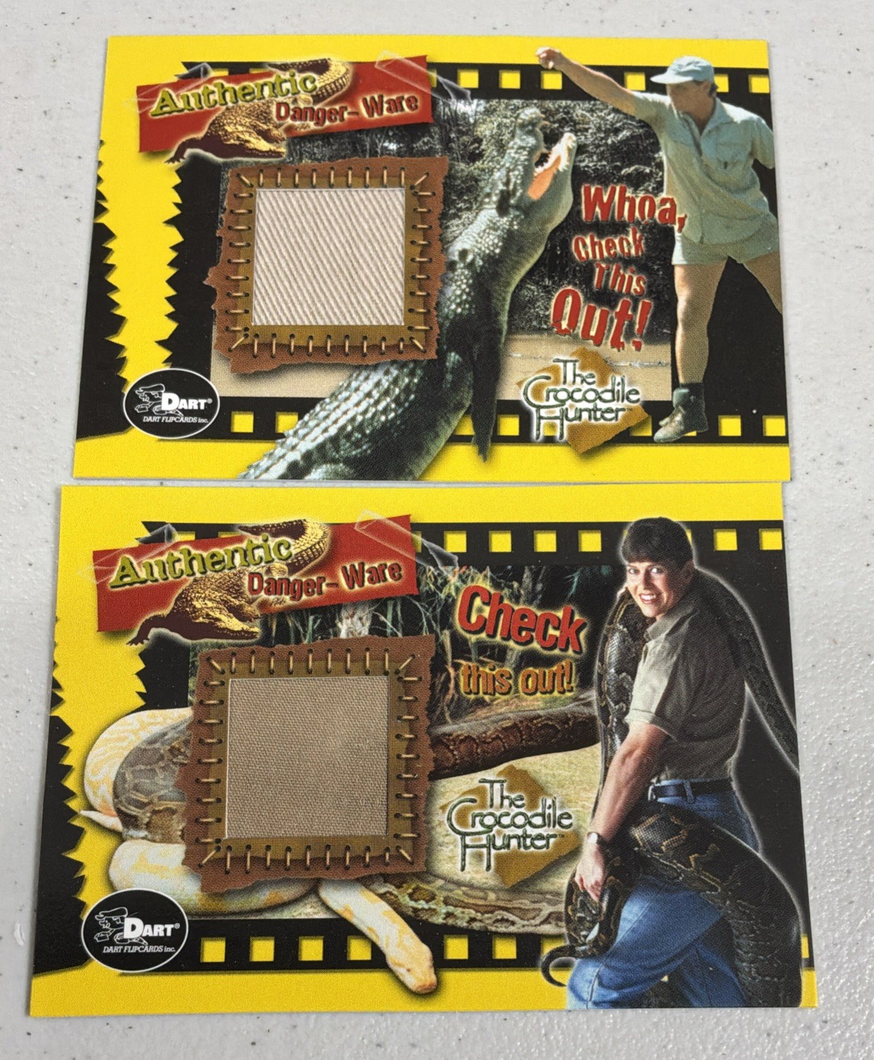 Steve Irwin 2002 Dart Flipcards The Crocodile Hunter DW1 & DW2 Danger-Ware Patch Steve Irwin 2002 Dart Flipcards The Crocodile Hunter DW1 & DW2 Danger-Ware Patch