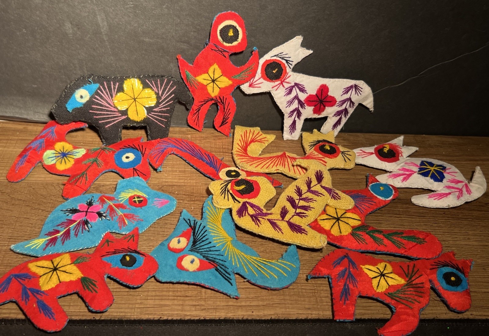 LOT OF 13 VTG CHINESE EMBROIDERED SILK ZODIAC FIGURES LOT OF 13 VTG CHINESE EMBROIDERED SILK ZODIAC FIGURES