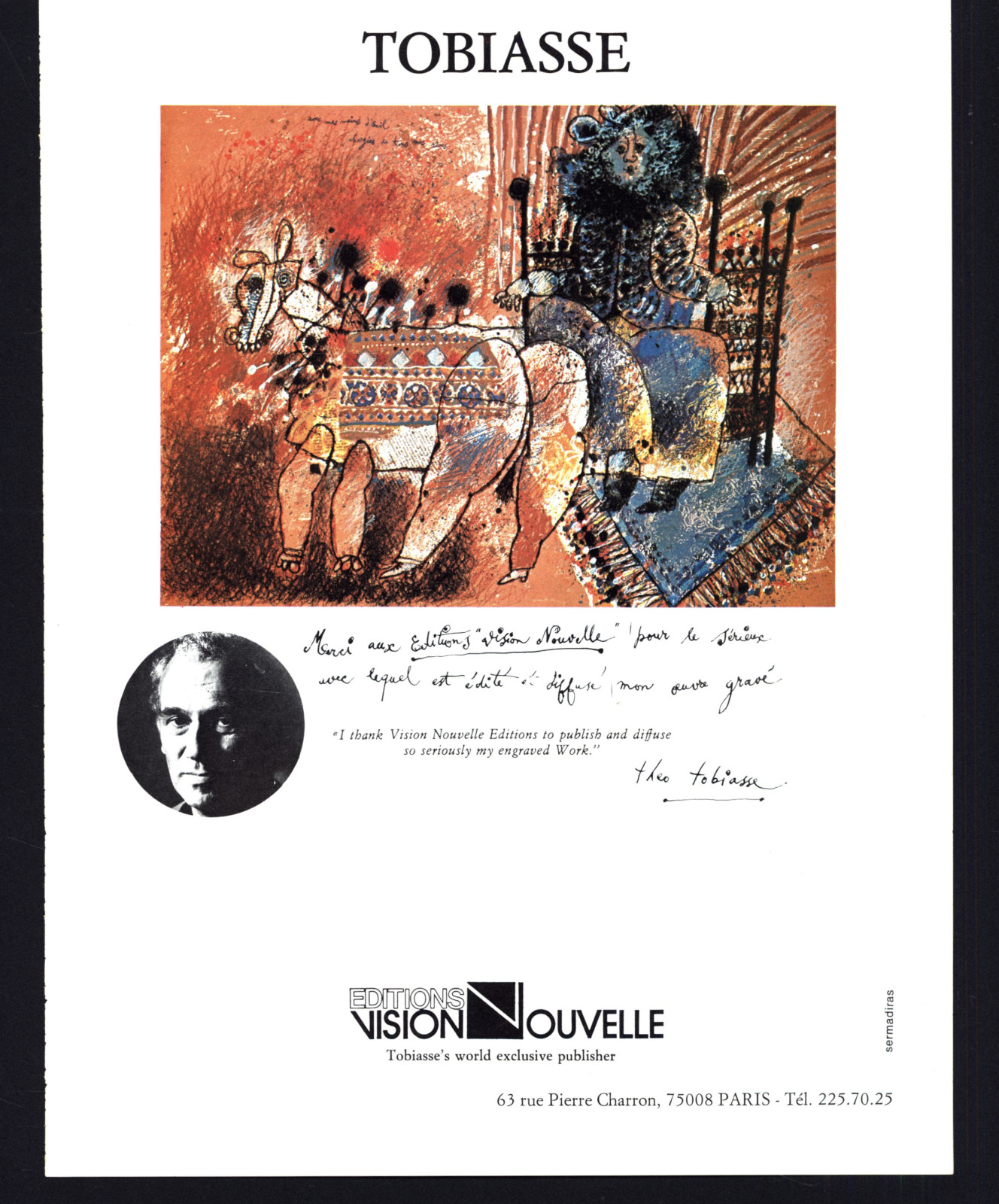 1979 THEO TOBIASSE EDITONS VISION NOUVELLE, PARIS VINTAGE MAGAZINE PRINT AD