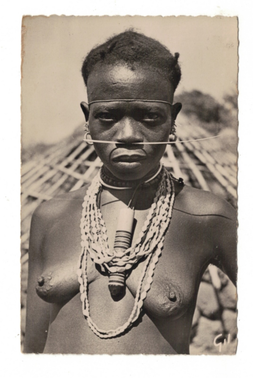 Ethnic central africa Bassari woman w. nose artifacts rppc AR1984 Ethnic central africa Bassari woman w. nose artifacts rppc AR1984