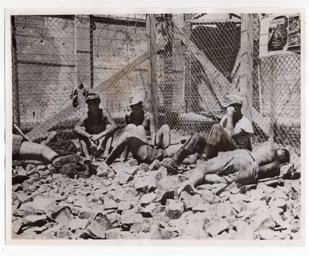 1945 Bad Boys Sleep on Rocks German POWs at War Enclosure No. 334 News Photo