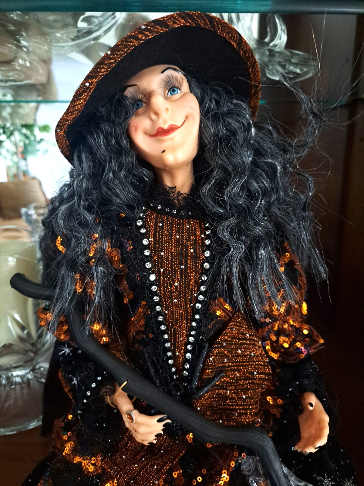 WITCH FIGURE SHELF SITTER HALLOWEEN DECOR PROP PLUSH ELEGANT NEW LARGE 31\