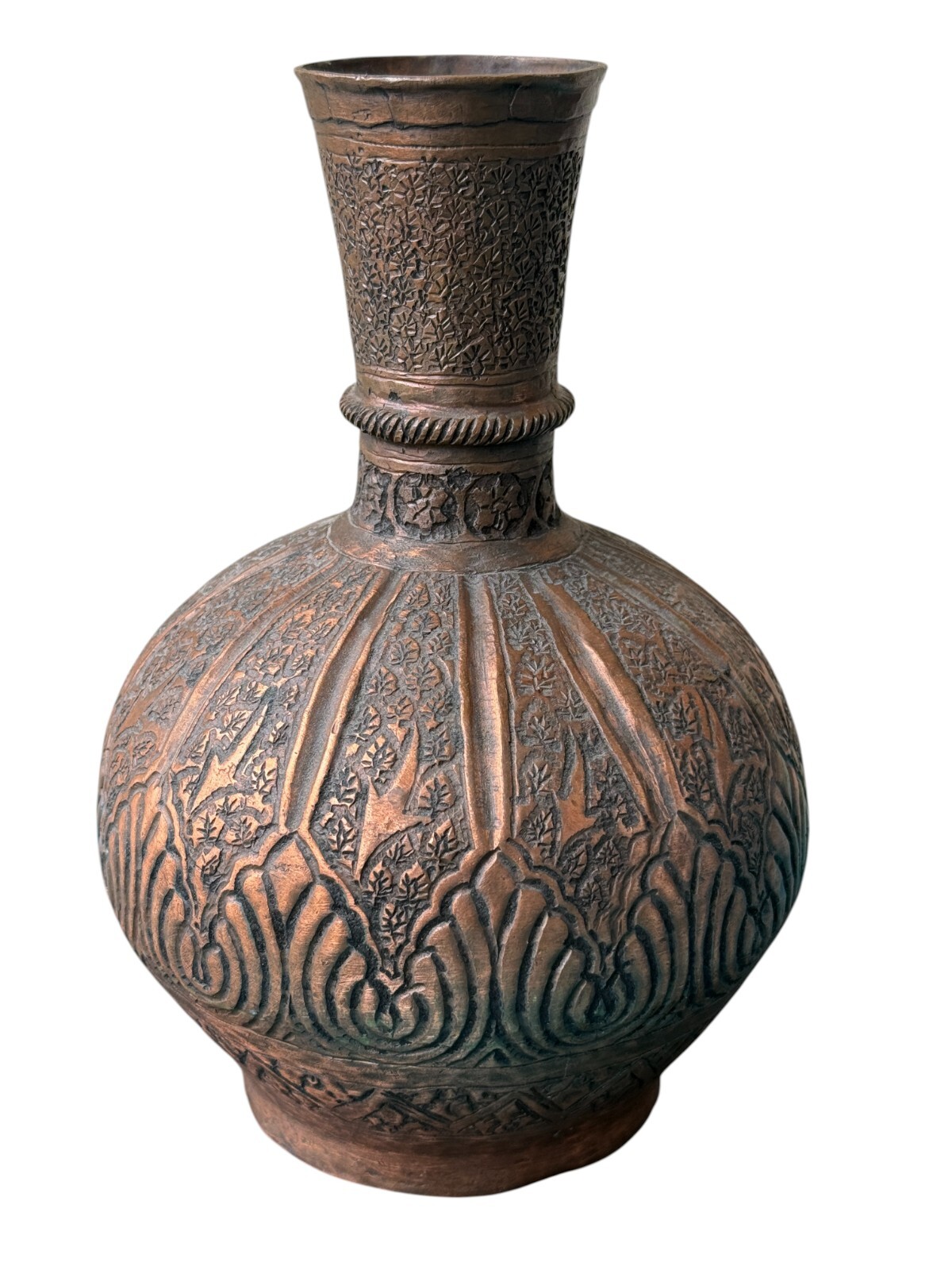 Antique Indo-Parsian Handmade Copper Vase – Floral Decorative Islamic Art Pot Antique Indo-Parsian Handmade Copper Vase – Floral Decorative Islamic Art Pot