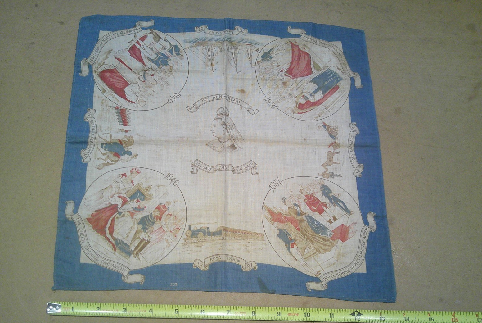 Vtg QUEEN VICTORIA JUBILEE 1897 Antique Linen Handkerchief ROYALTY No tears VVGC Vtg QUEEN VICTORIA JUBILEE 1897 Antique Linen Handkerchief ROYALTY No tears VVGC
