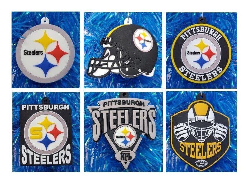 Pittsburgh STEELERS Football Team Themed 6 Piece Steel Curtain Ornament Set NEW