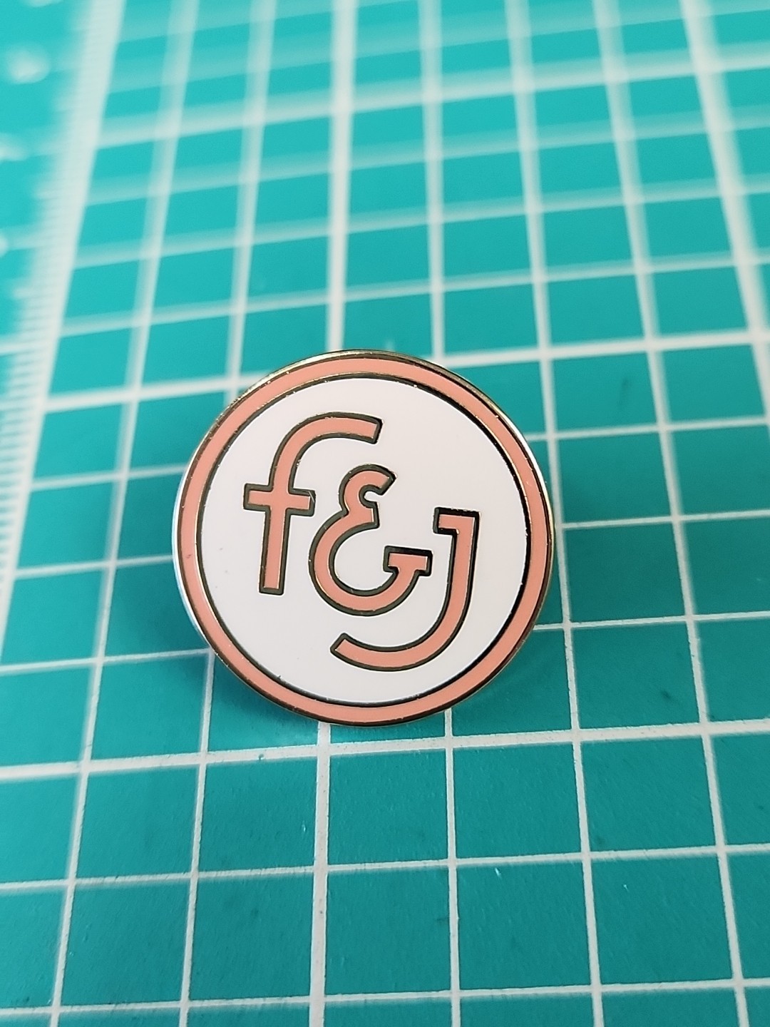 Vtg F&J Logo Gold Tone Lapel Pin Vtg F&J Logo Gold Tone Lapel Pin