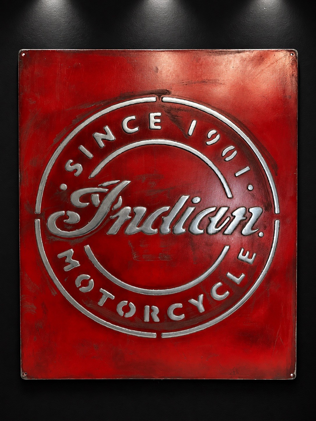 Indian Garage Sign 20x24” Hand Cast Aluminum Relief Metal Wall Art