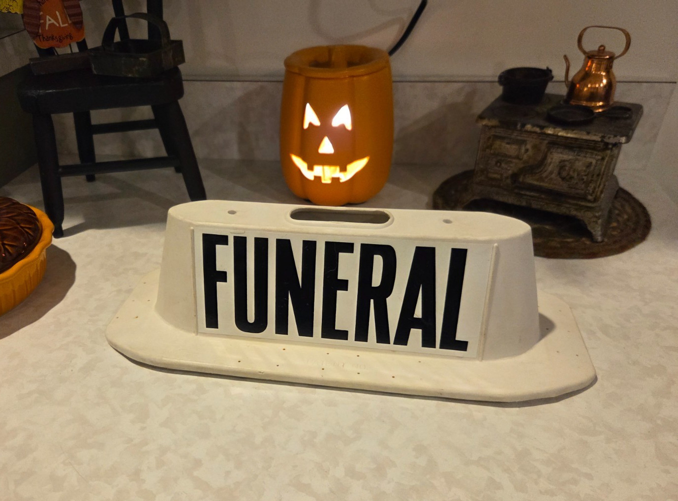 Vintage Mortuary Funeral Hearse Magnetic Marker Automobile Sign - Long Beach CA Vintage Mortuary Funeral Hearse Magnetic Marker Automobile Sign - Long Beach CA