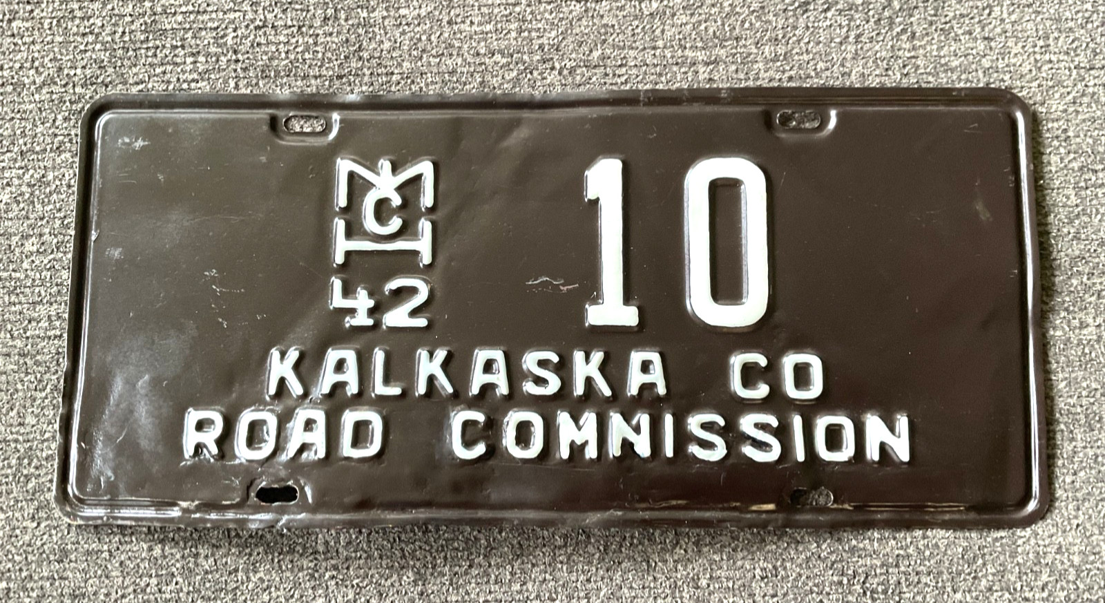VERY RARE 1942 KALKASKA ROAD COMMISSION MICHIGAN LICENSE PLATE RESTORED VERY RARE 1942 KALKASKA ROAD COMMISSION MICHIGAN LICENSE PLATE RESTORED