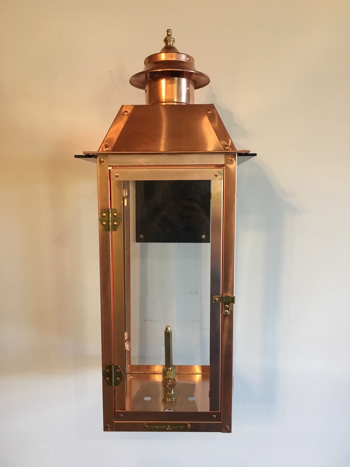 Copper Gas Lantern With THICK Steel Bracket. Powder-coated Black- Size In Pic
