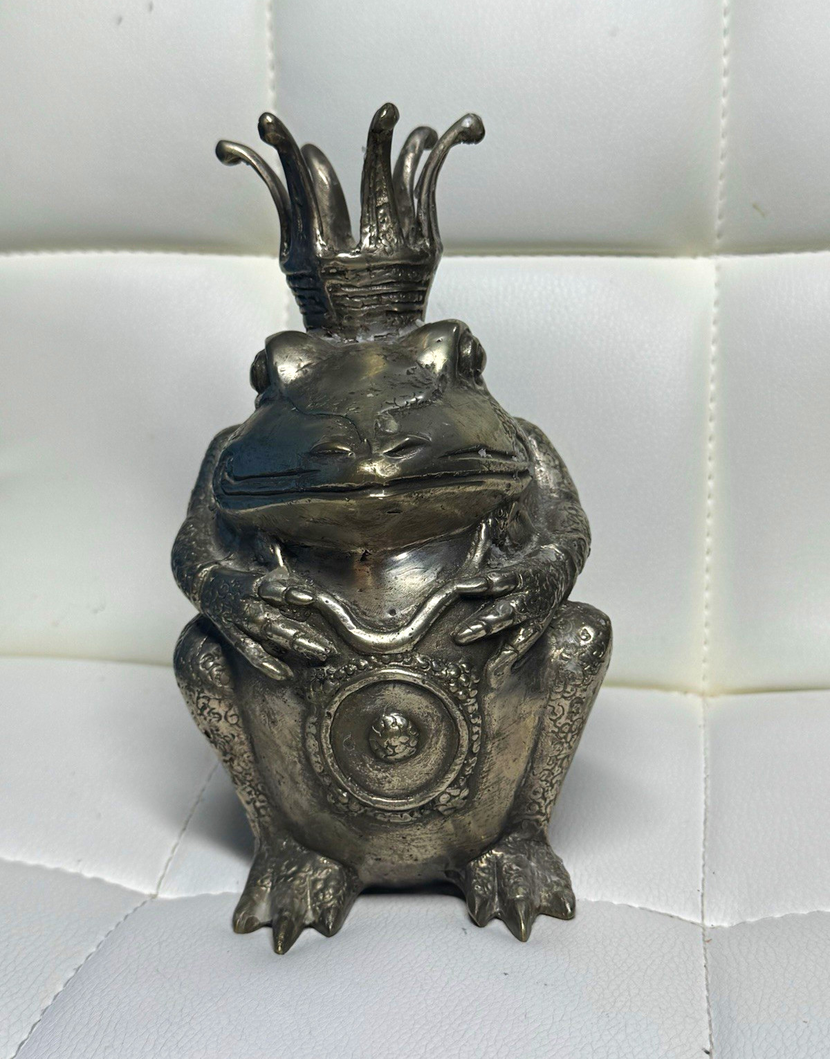 Vintage Metal Frog Prince Figurine Sculpture