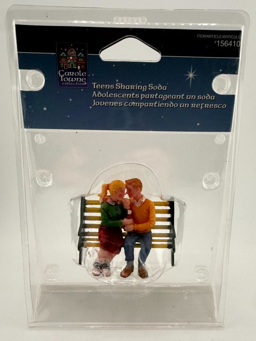Carole Towne Teens Sharing Soda Christmas Village Figurine Lemax 72386 New Carole Towne Teens Sharing Soda Christmas Village Figurine Lemax 72386 New