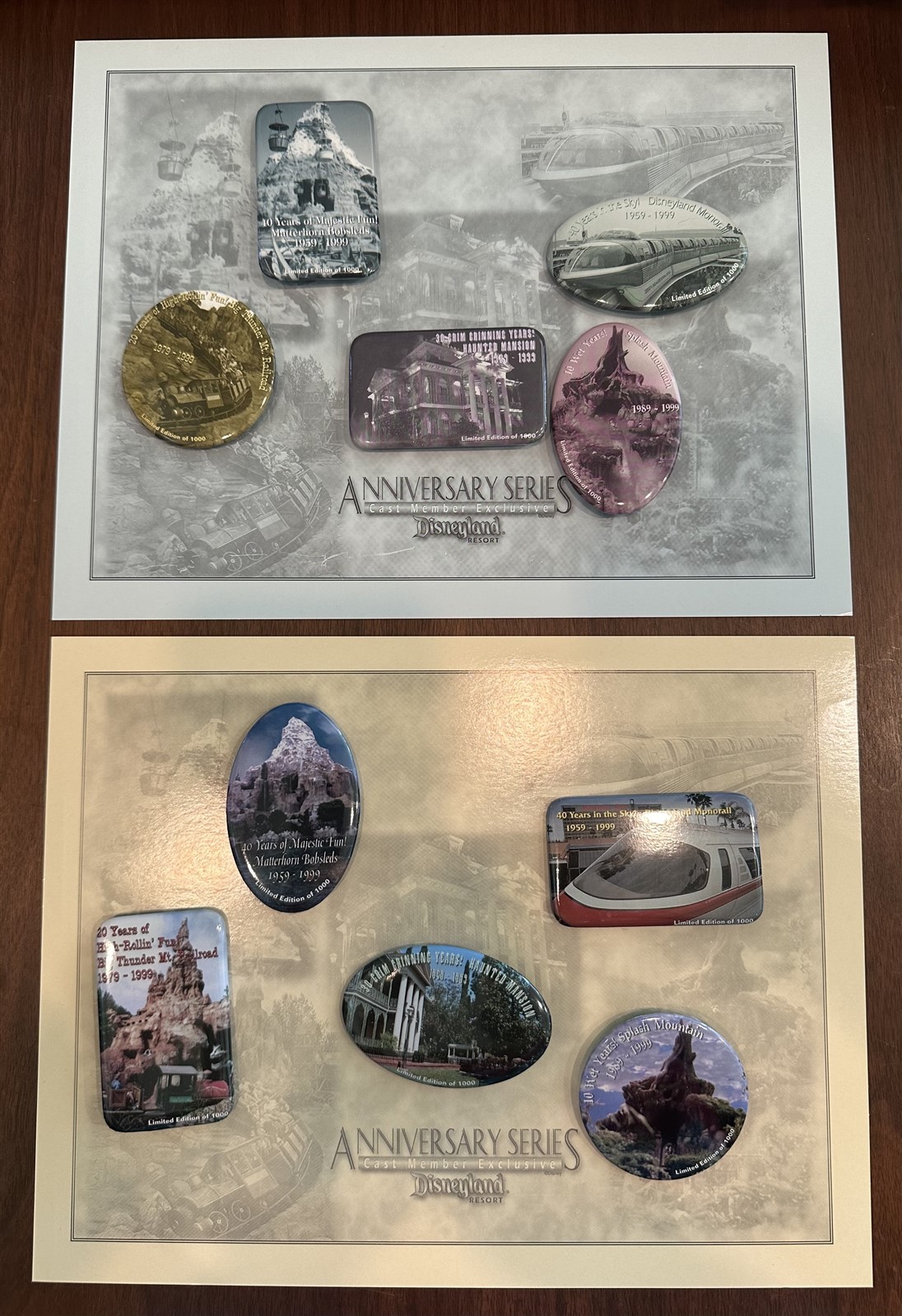 Disneyland CAST MEMBER Exclusive 40th Anniversary ATTRACTION Buttons Mint 