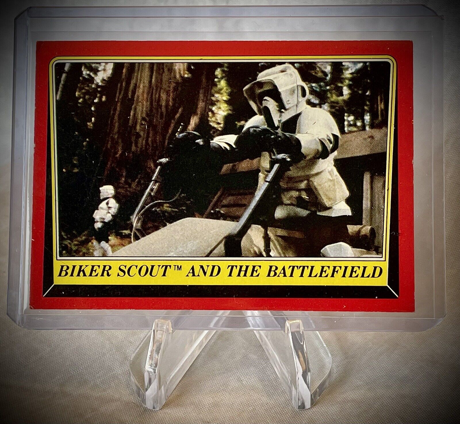 1983 STAR WARS - BIKER SCOUT AND THE BATTLEFIELD - Return of the Jedi Topps #97